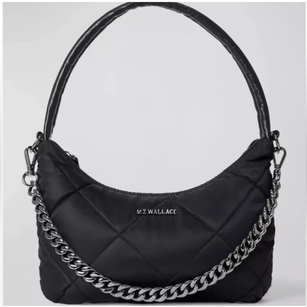 NWT MZ Wallace small quilted Bowery shoulder bag in black rec air - unopened